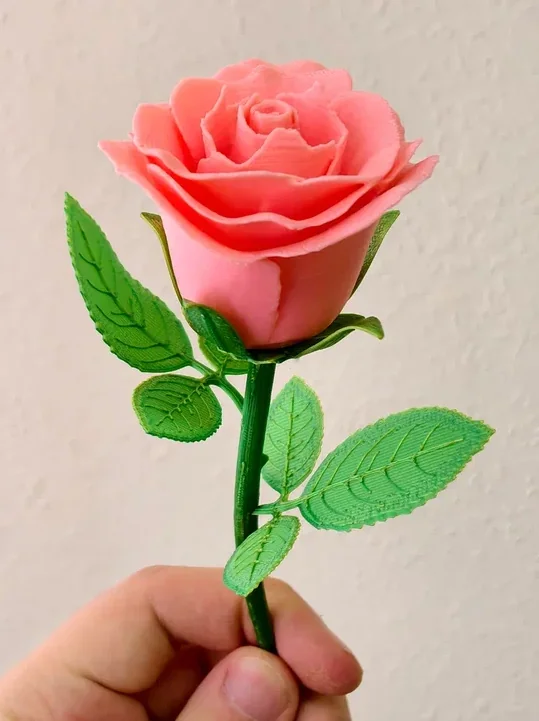 3D модель 3D Модель Розы с Стеблем и Листьями - фото 1