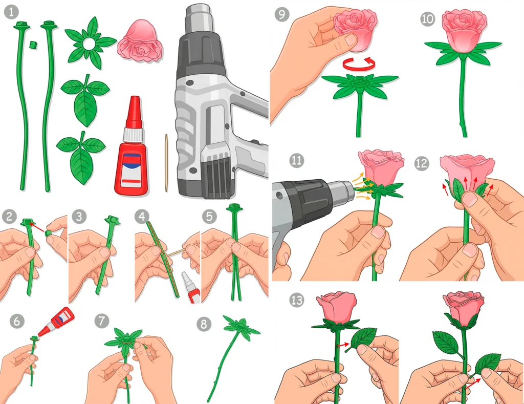 3D модель 3D Модель Розы с Стеблем и Листьями - фото 2