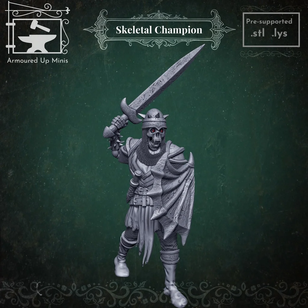 3D модель Скелетный чемпион - миниатюра для настольных ролевых игр - фото 1