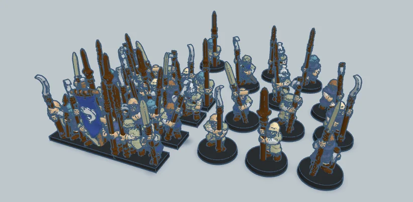 3D модель Милиция озерного города, копейщики, 10 мм STL