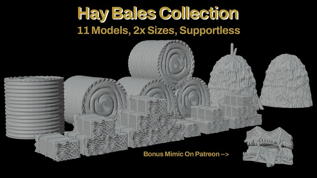 3D модель Сборник 3D-моделей тюков сена для DND - фото 1