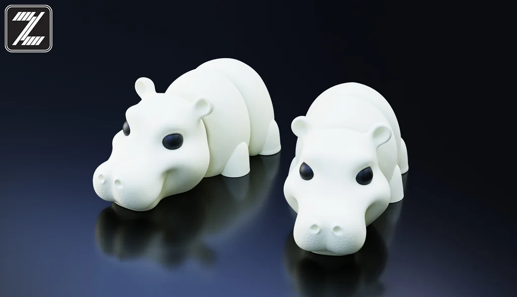 3D модель Подвижная модель детеныша гиппопотама - фото 2