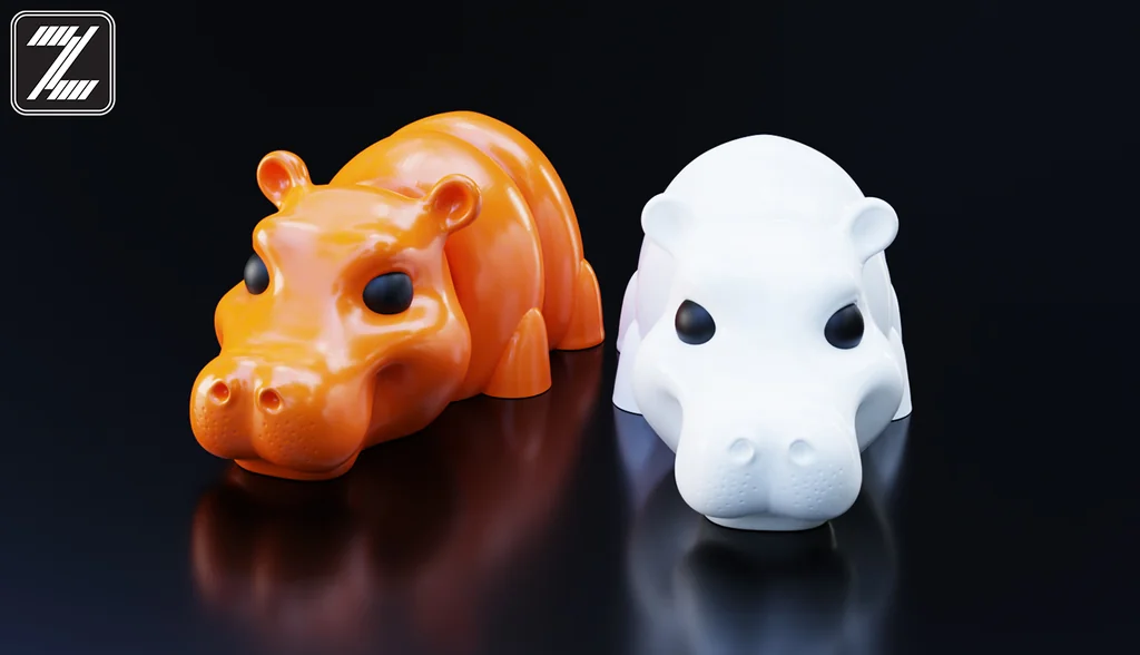 3D модель Подвижная модель детеныша гиппопотама - фото 3