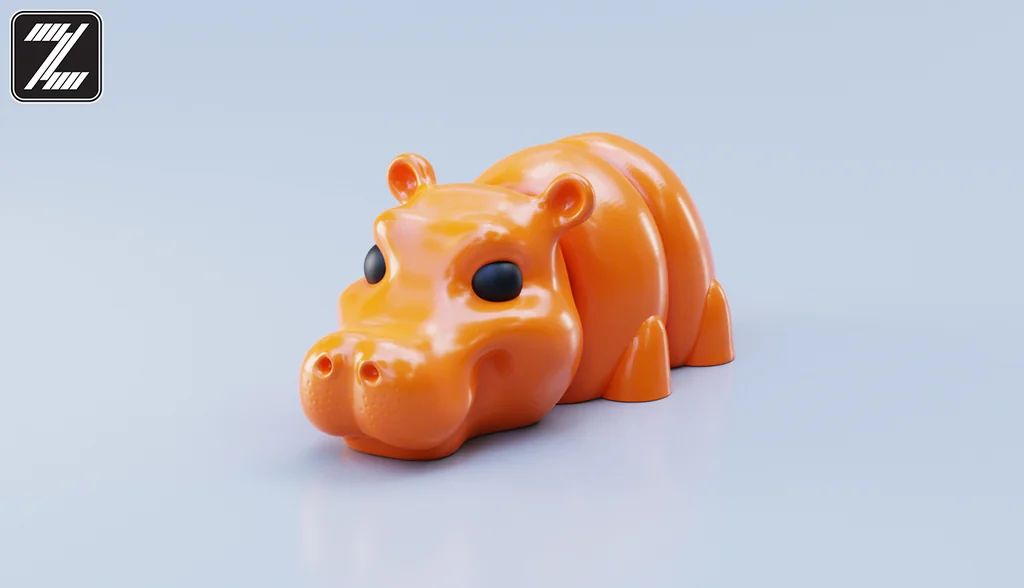 3D модель Подвижная модель детеныша гиппопотама - фото 4