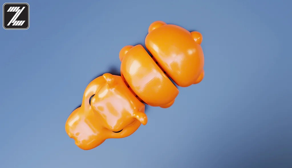 3D модель Подвижная модель детеныша гиппопотама - фото 5