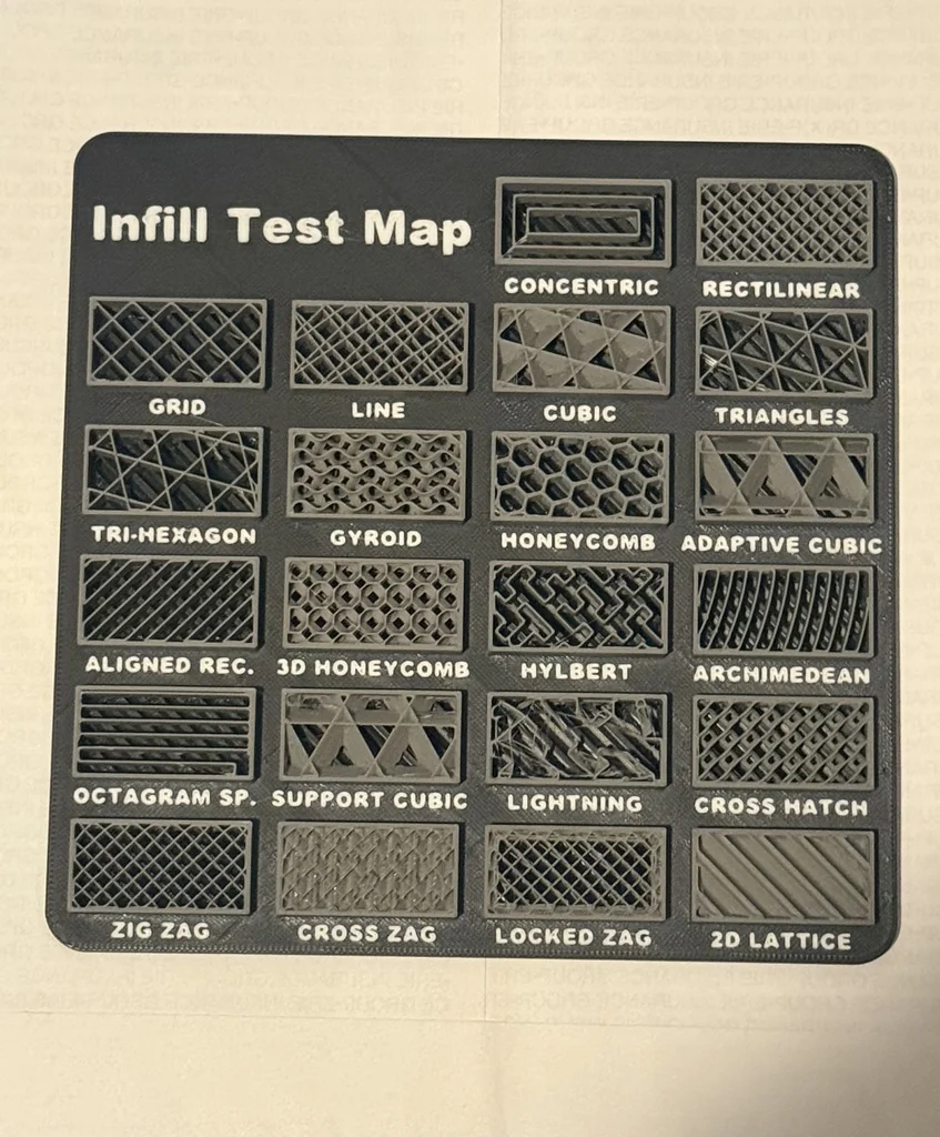 Тестовая карта наполнителей для 3D-печати