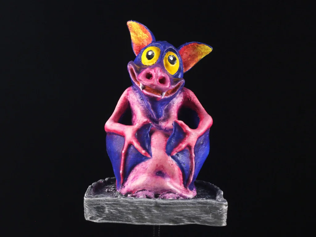 3D модель Пухлый вампирский летучая мышь на надгробии - фото 1