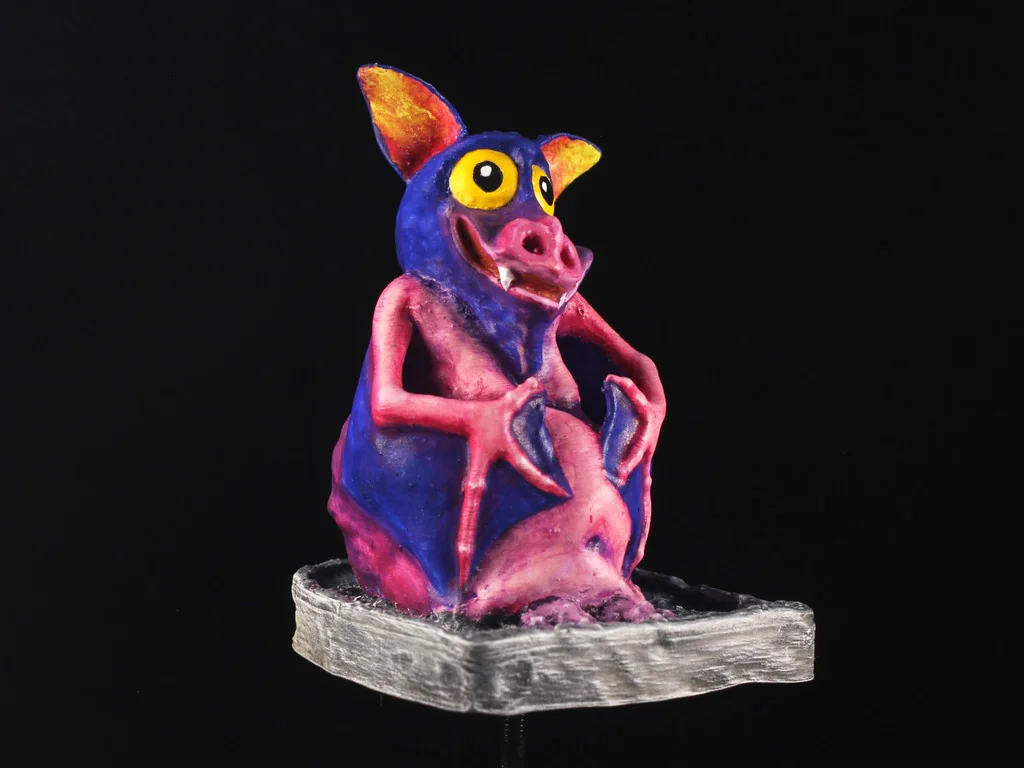 3D модель Пухлый вампирский летучая мышь на надгробии - фото 3