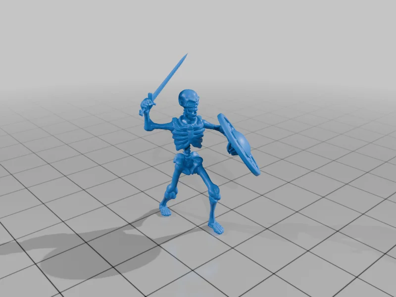 3D модель Скелеты с оружием: топор, меч и щит - фото 3