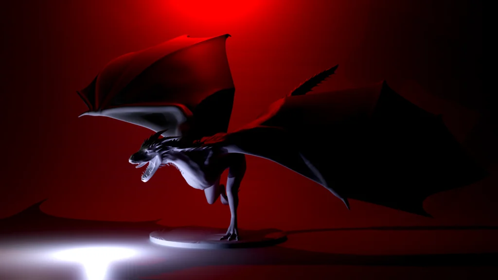 3D модель Дракон в позе с основанием - фото 2