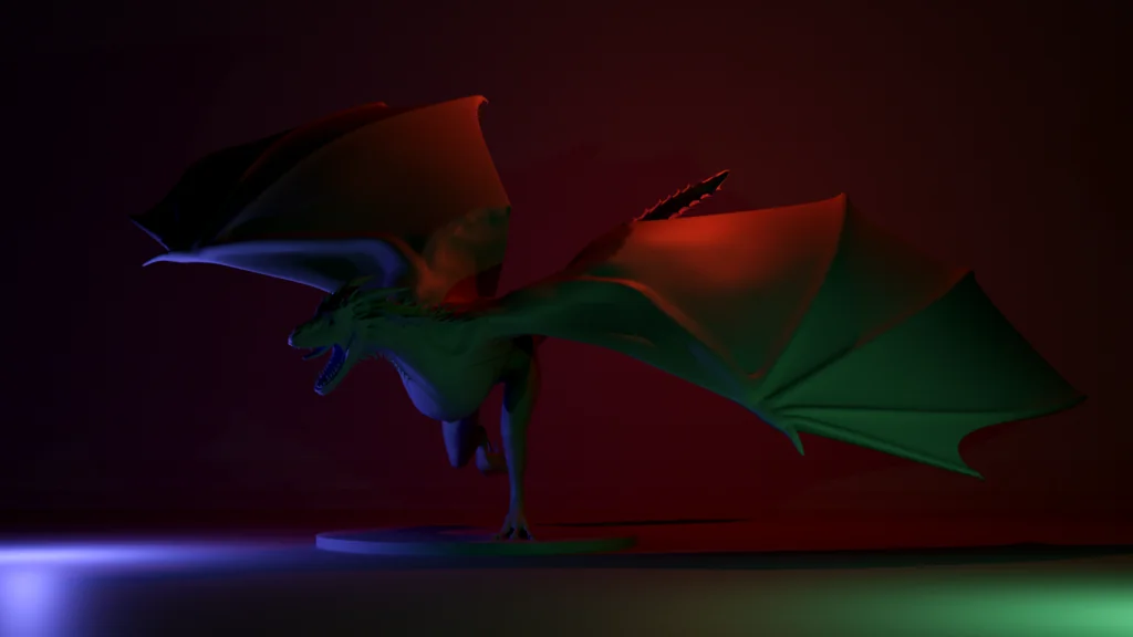 3D модель Дракон в позе с основанием - фото 3