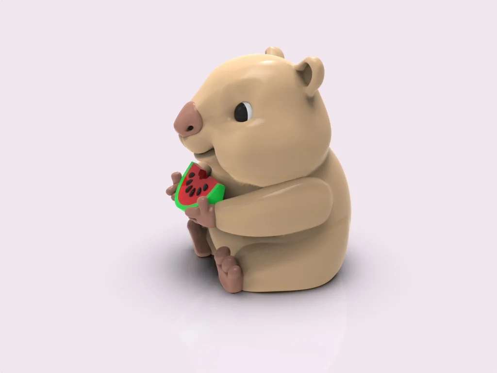 3D модель Капибара с арбузом - 3D модель - фото 2