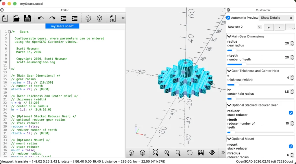 3D модель Конфигурируемые шестерни и шкивы в OpenSCAD - фото 2