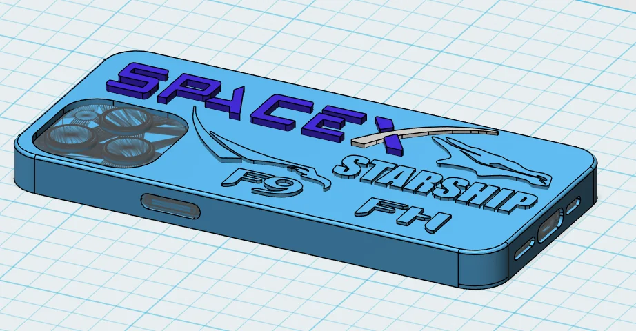 3D модель Чехол для iPhone 16 ProMax SpaceX с F9, FH, Dragon и Starship - фото 2