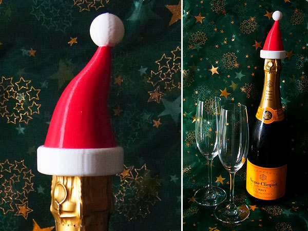 Шапка Санты - рождественское украшение для бутылки