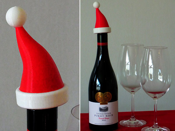 Шапка Санты - рождественское украшение для бутылки