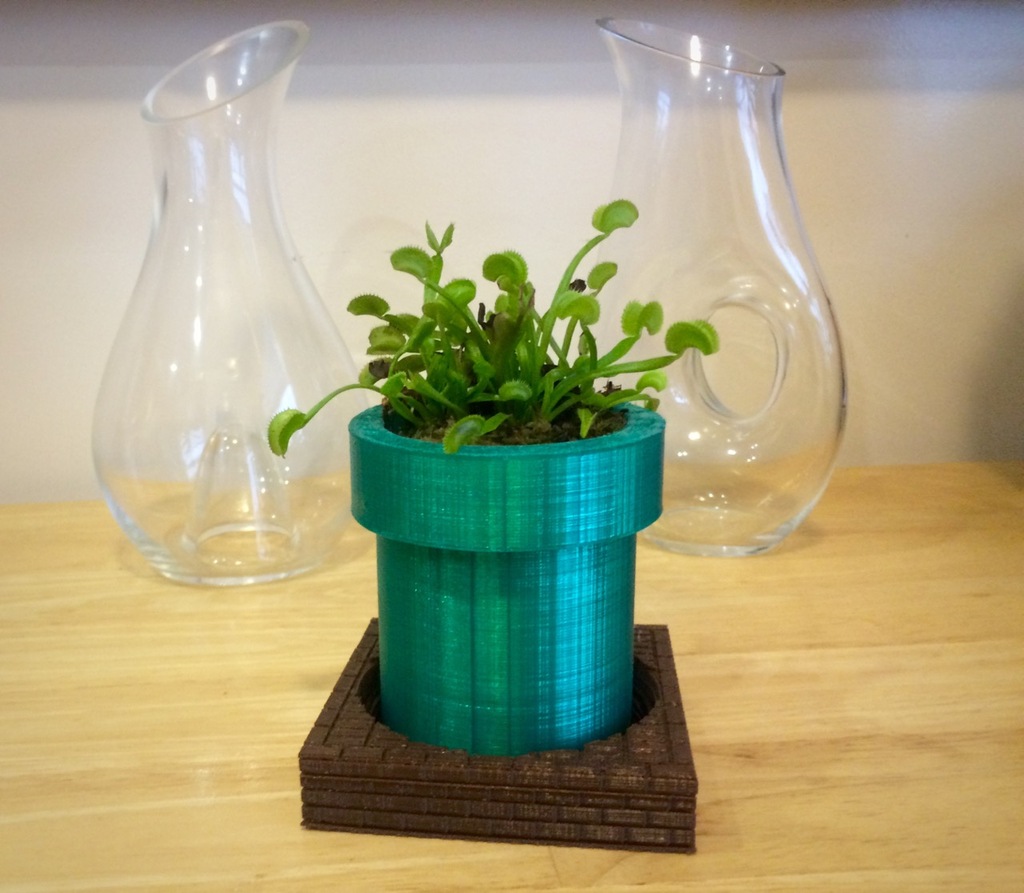 Горшок для растений и поднос в стиле Super Mario