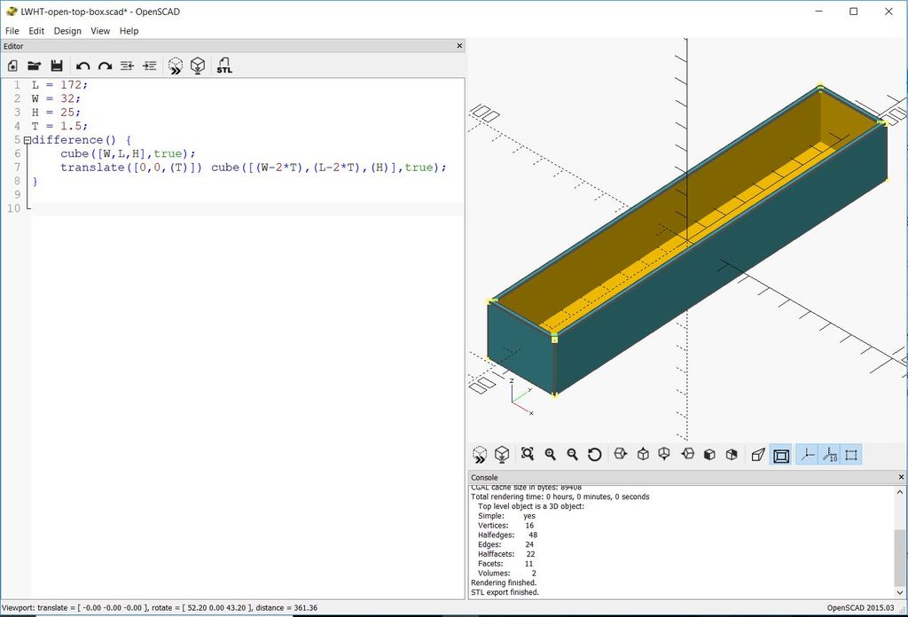 Основная открытая коробка