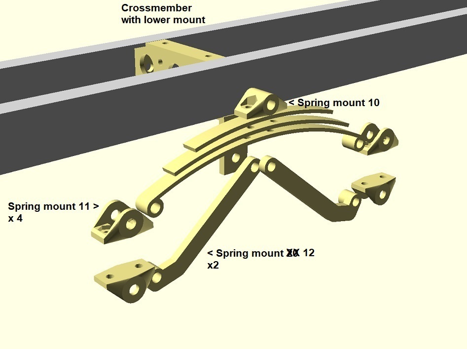 Основные детали для прицепа: Листовая рессора
