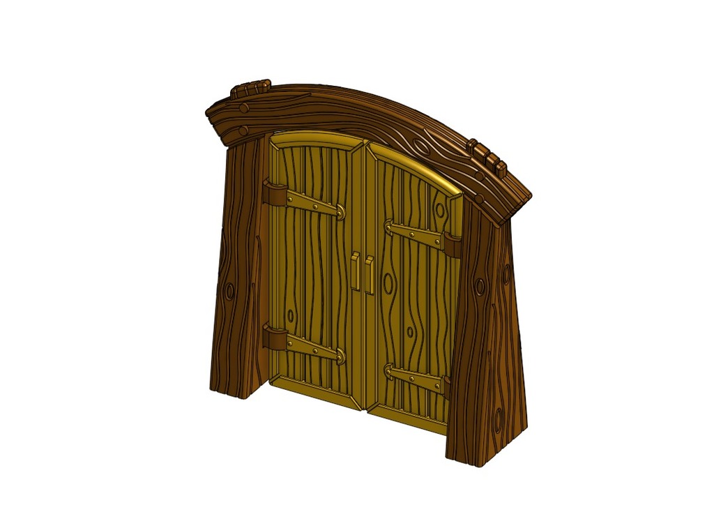 Деревянная дверь для подземелья с петлями и сдвижная версия