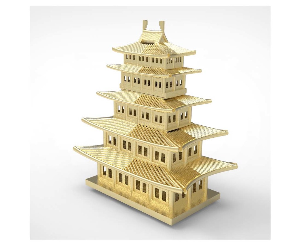 Пятиэтажный корейский традиционный архитектурный банкомат