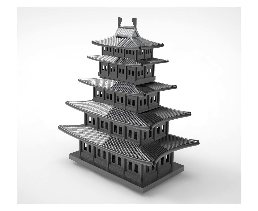 Пятиэтажный корейский традиционный архитектурный банкомат