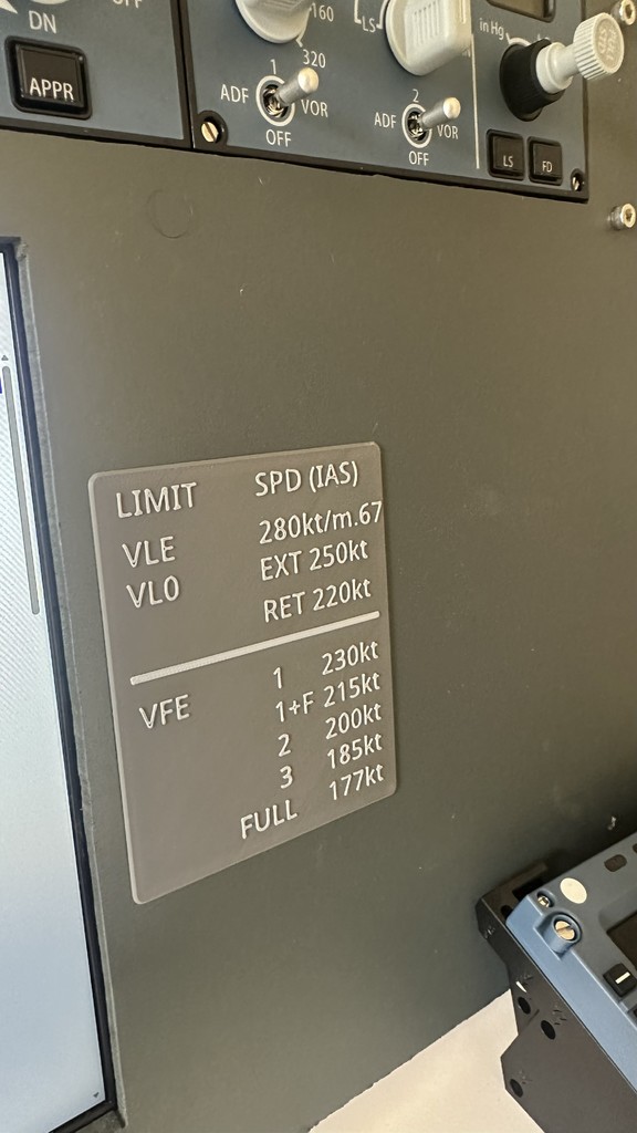 Панель скорости закрылков A320