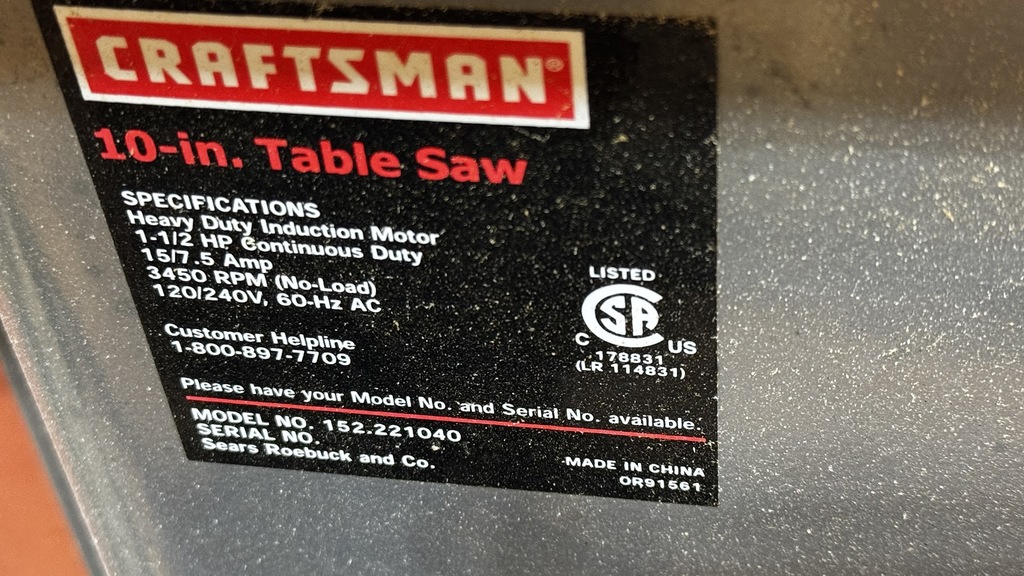 Вставка для настольной пилы Craftsman 10 дюймов