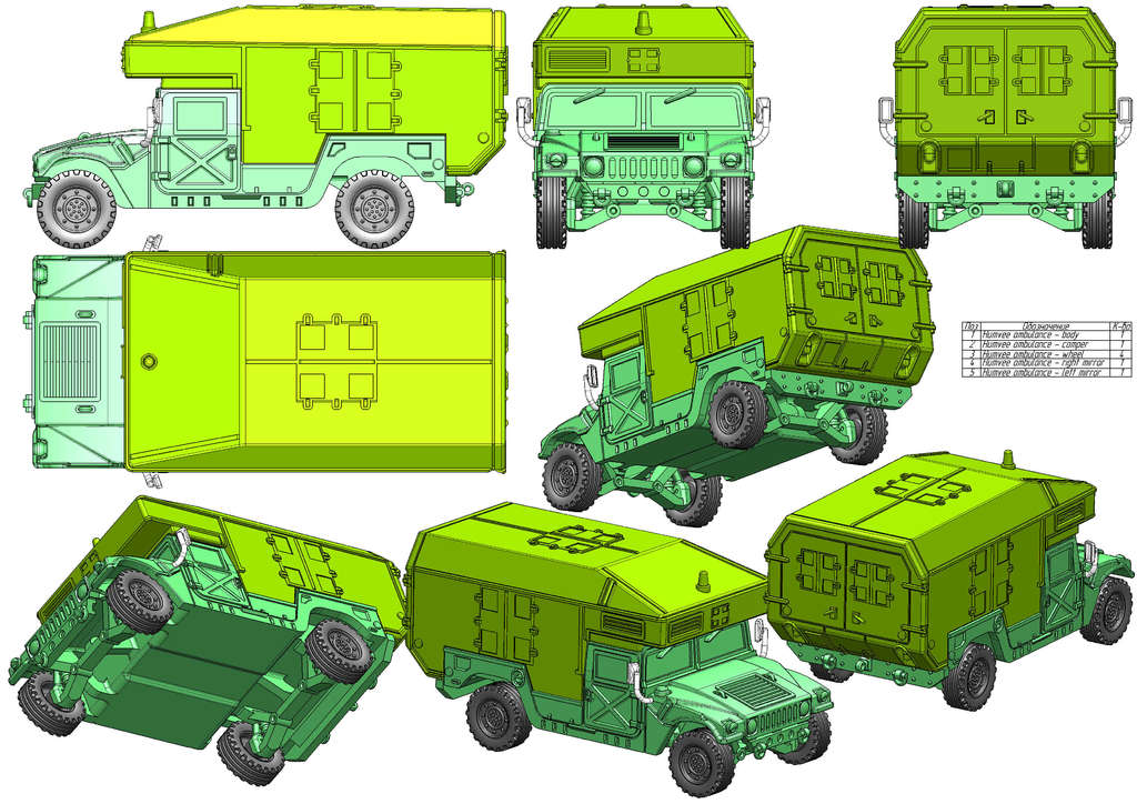 AM General M9973 HMMWV Военный Хамви Ambulance (Масштаб 1/48)