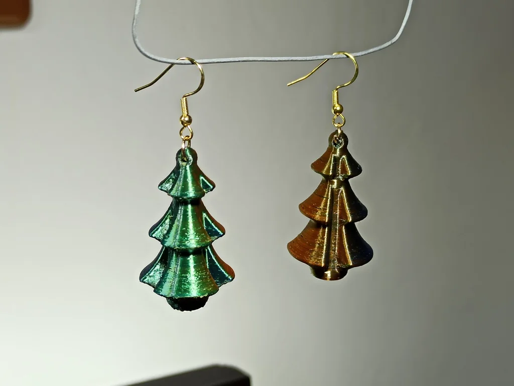 Серьги в форме новогодней елки