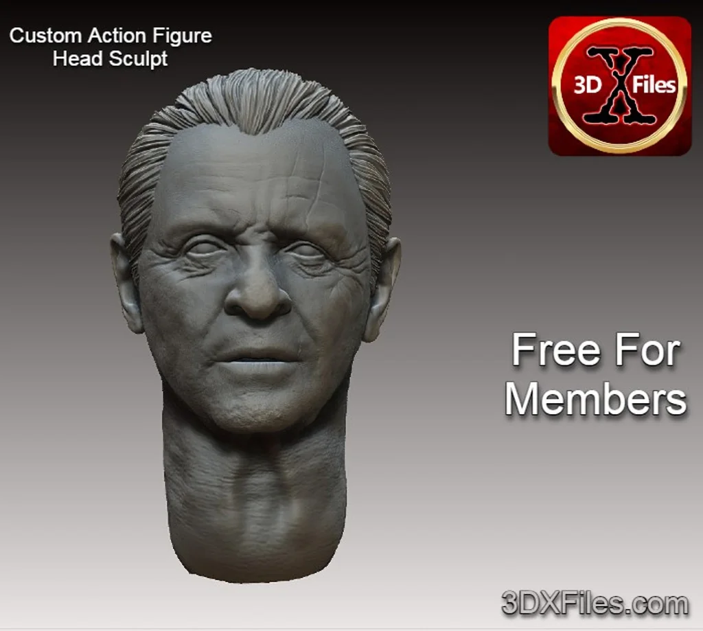 Скульптура головы Сэра Энтони Хопкинса для 3D печати