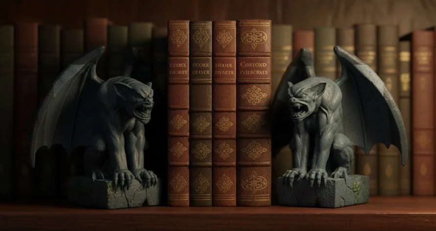 Древний рунический гаргулья - Готические подставки для книг и статуя