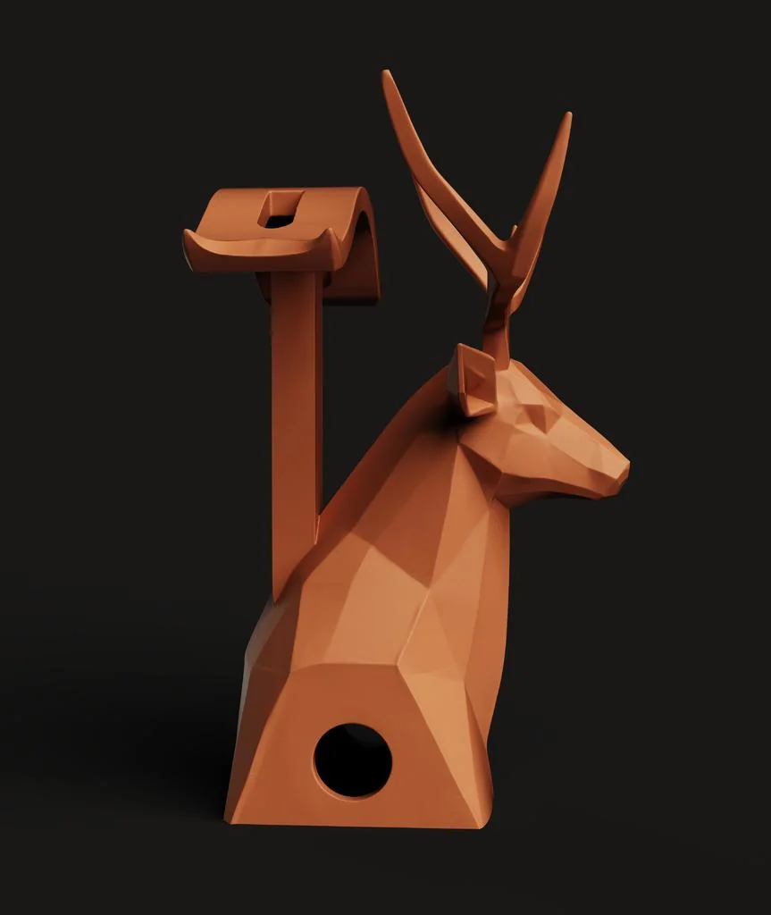 Геометрическая подставка для наушников оленя