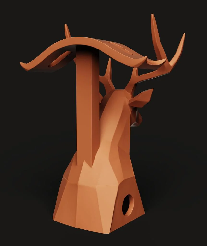 Геометрическая подставка для наушников оленя