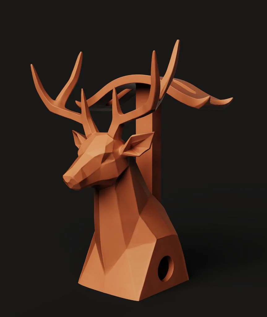 Геометрическая подставка для наушников оленя