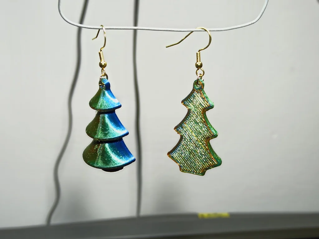 Серьги в форме новогодней елки