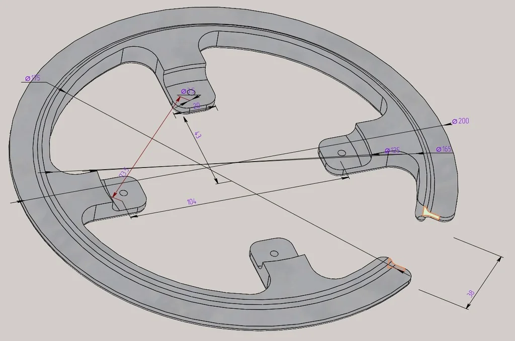 Щиток для звездочки ProWheel Claw 44T/46T