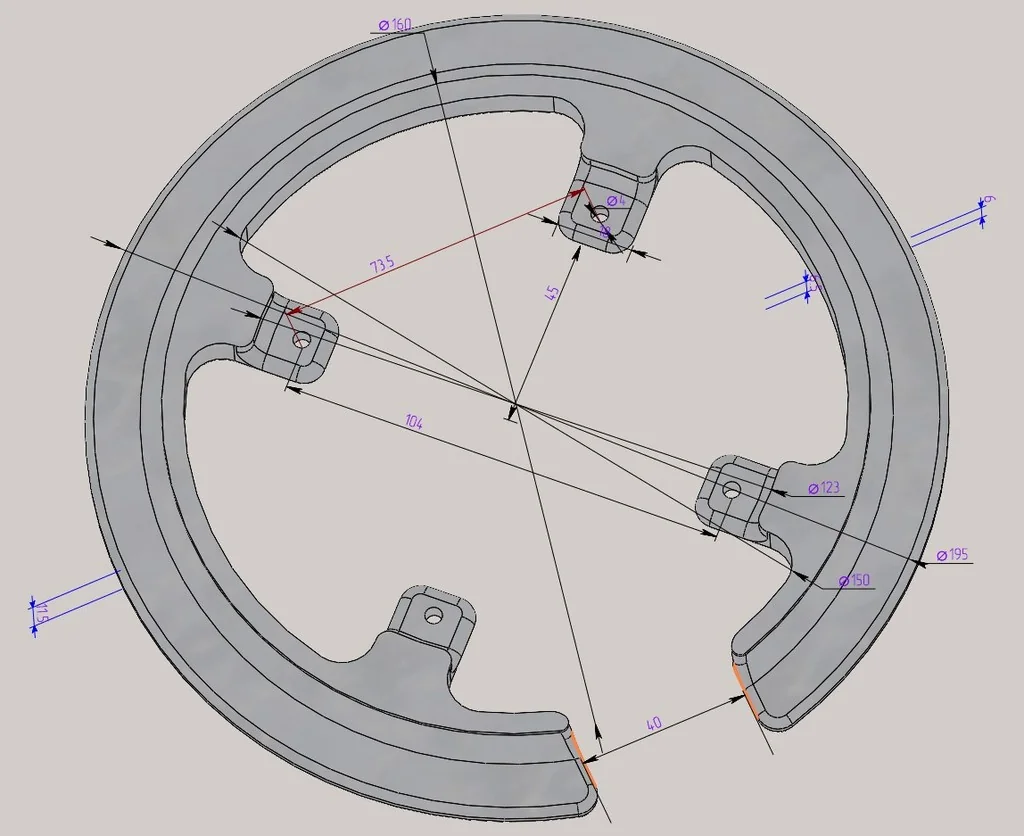 Щиток для звездочки ProWheel Claw 44T/46T