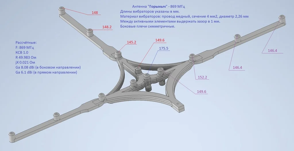 Яги 13 элементов 868 МГц антенна 'Горыныч'