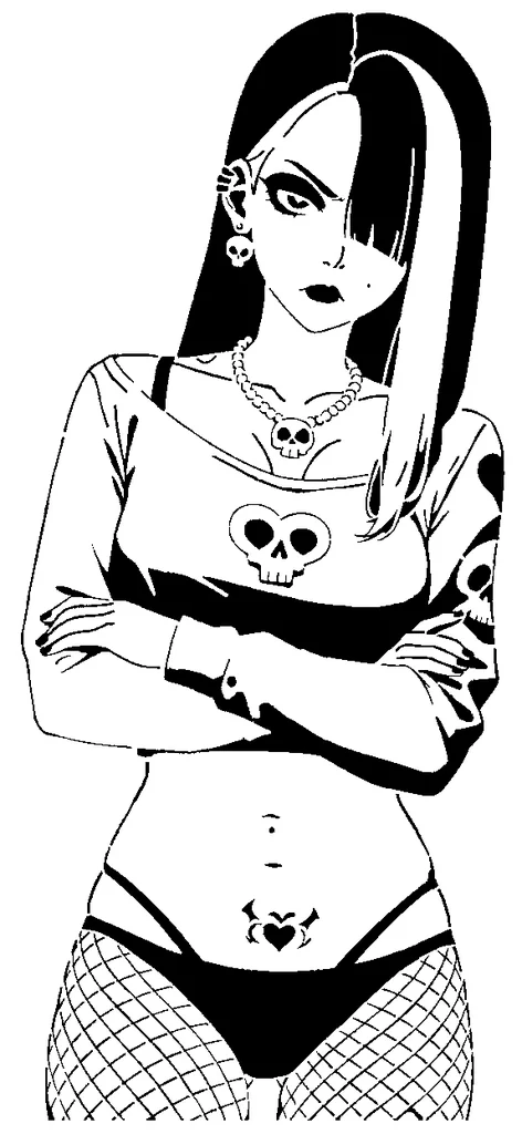 Трафарет Готической Девушки 2