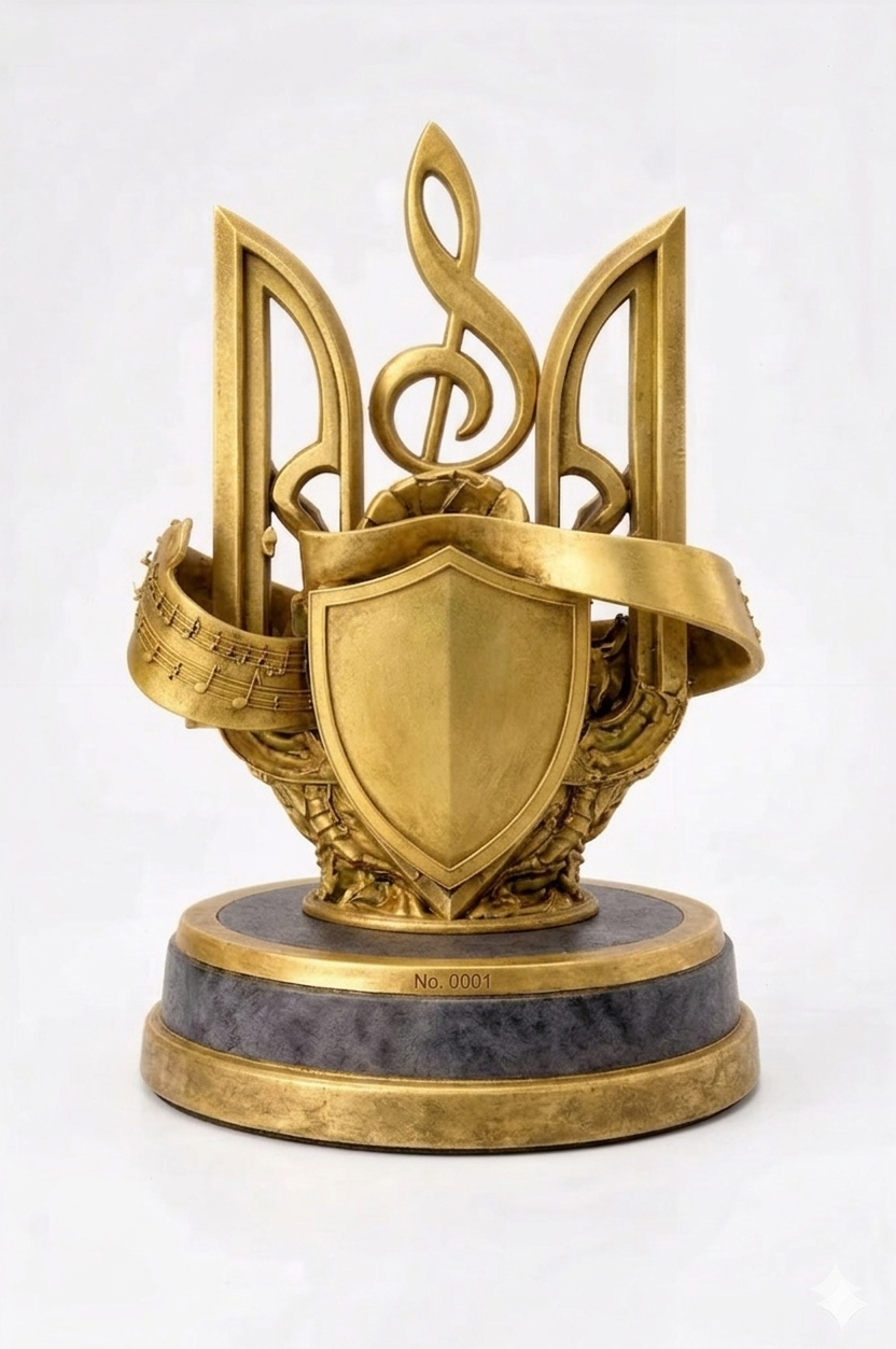 3D модель Трофейный кубок "Герб Украины и Скрипичный ключ" - фото 1