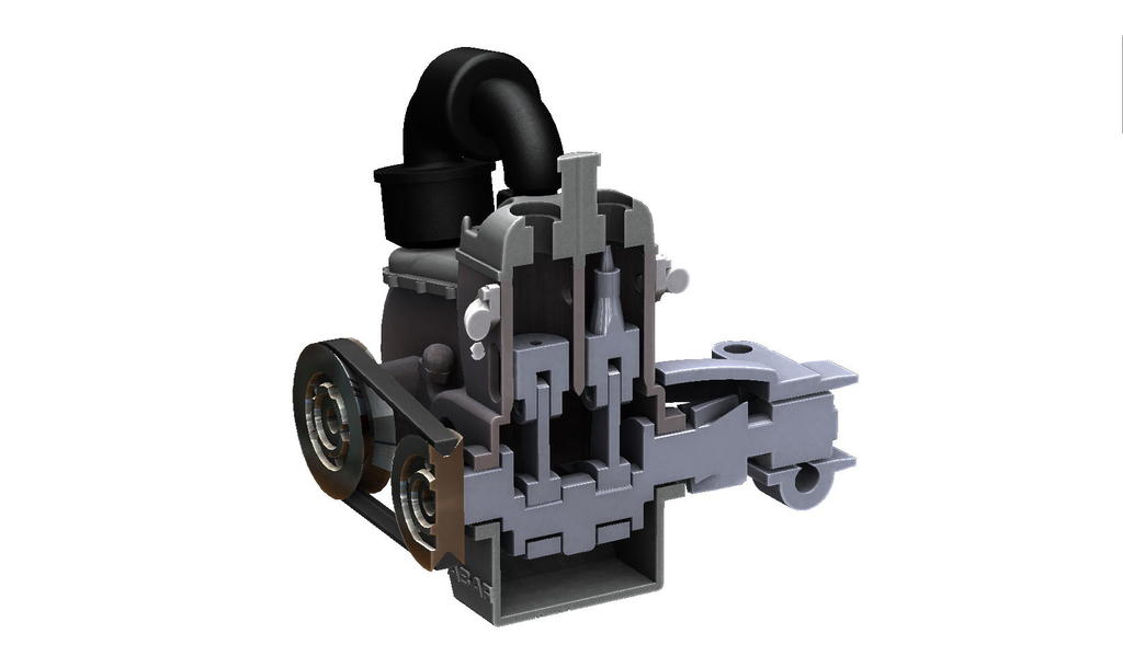 3D модель воздухом охлаждаемого двигателя