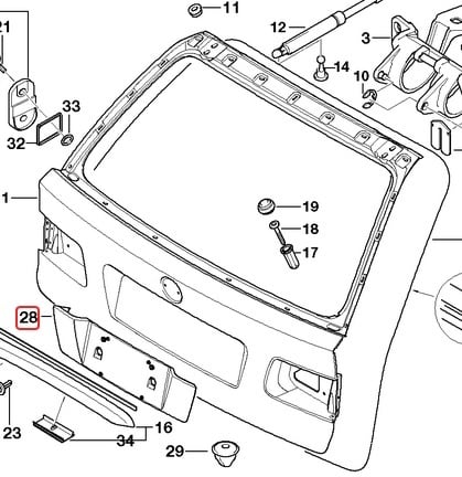Клипса крепления номерного знака для BMW E39 Touring