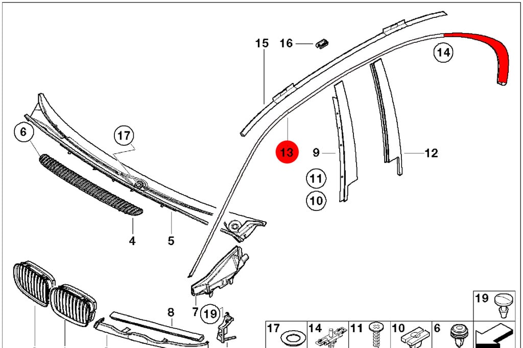 Крючки для молдинга на BMW E46
