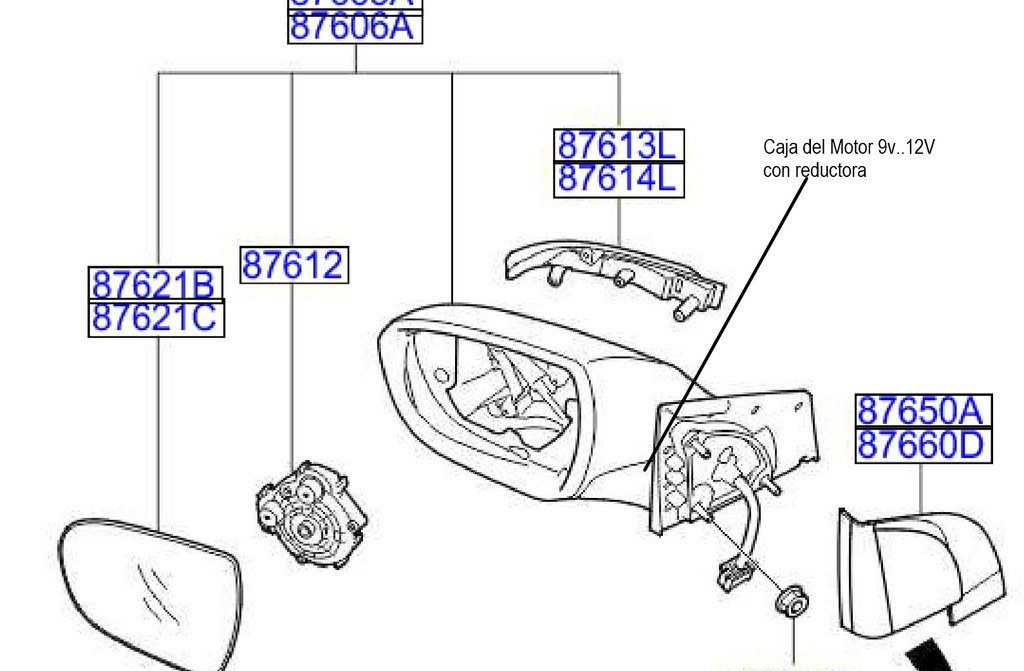 Внутренний мотор-редуктор для складных электрозеркал Hyundai/Kia