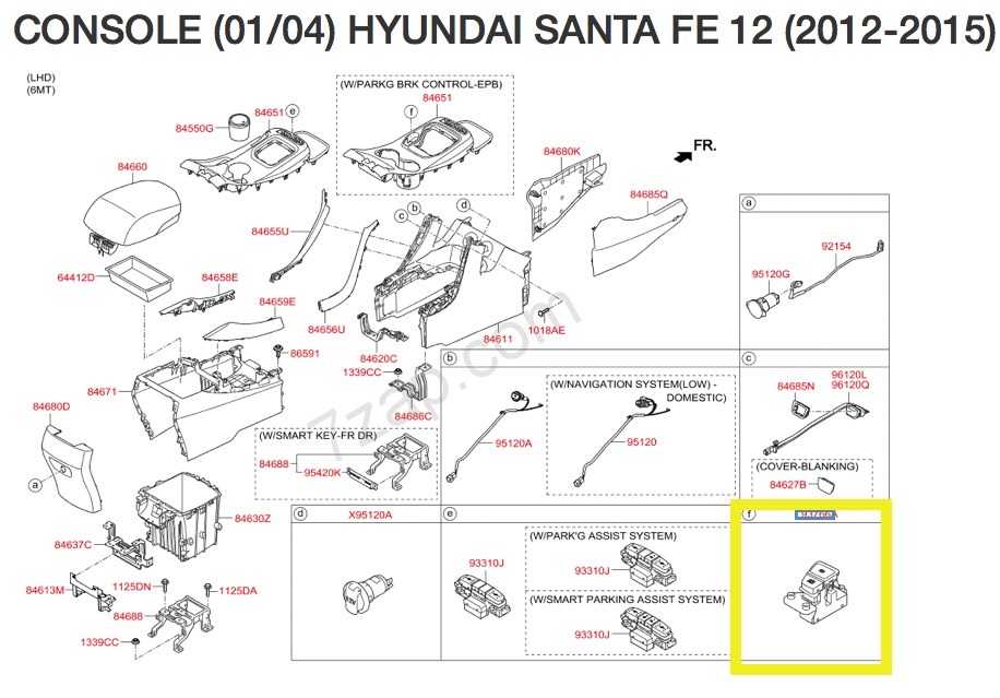 3D-модель переключателя EPB для Hyundai Santa Fe