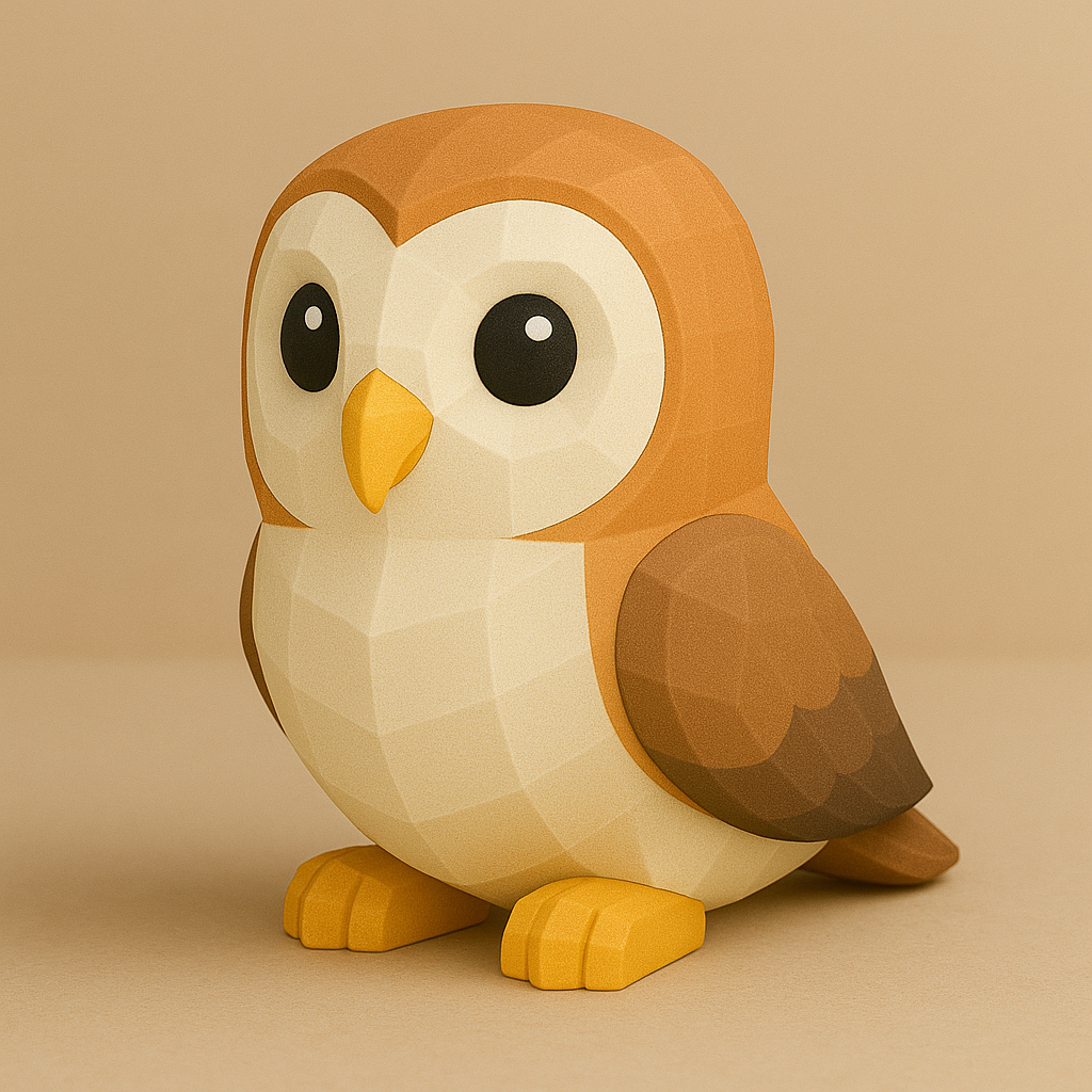 Низкополигональная сова для печати