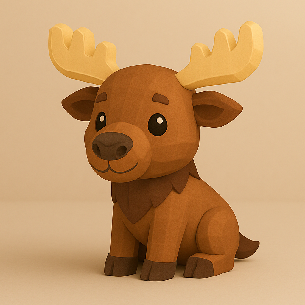 Лося с oversized рогами (низкополигональный)