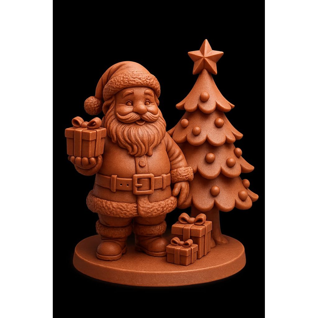 Снеговик с подарками и рождественской елкой