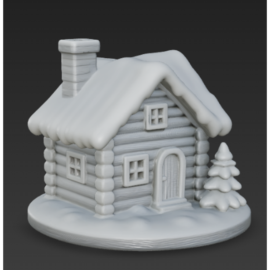 Миниатюрный Снежный Коттедж с Сосной